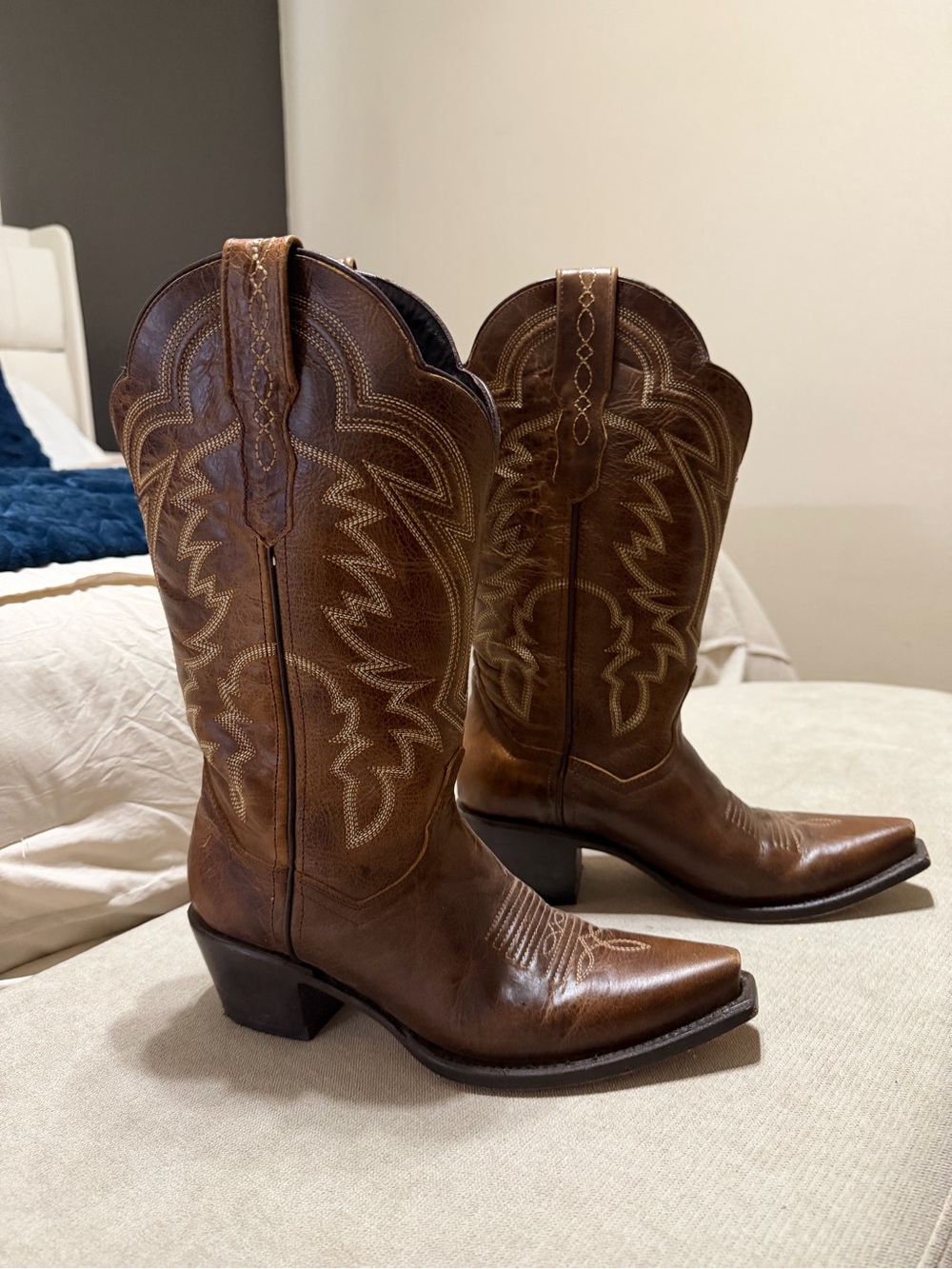 ROCK EM WIDE CALF  Brown Western Boots - Classic Embroidery